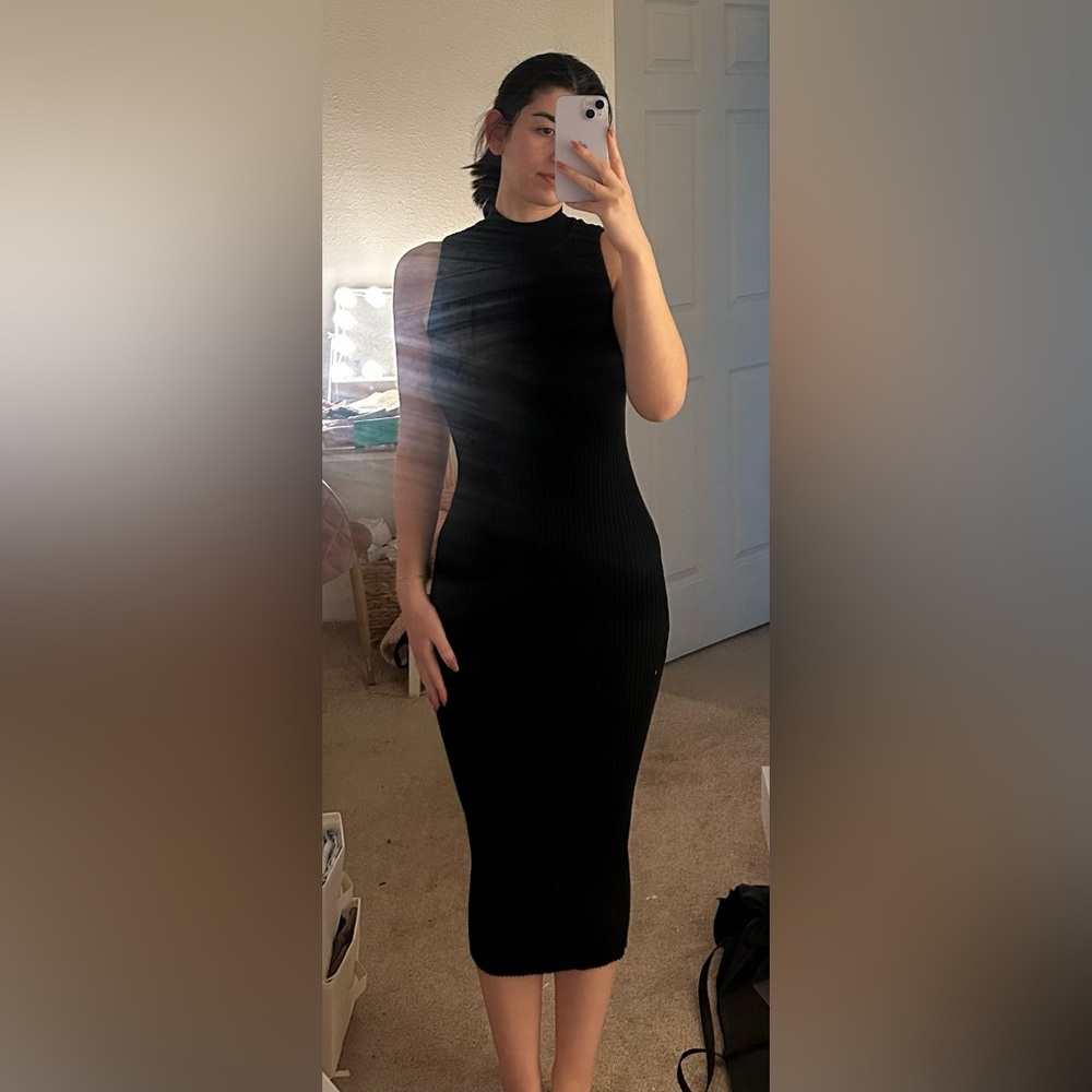 Zara Mock Neck Knit Midi Dress